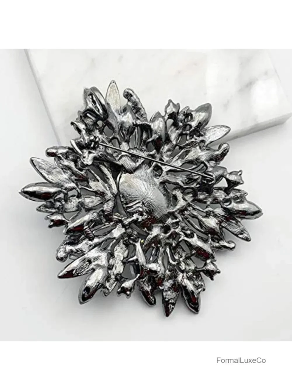 Large Crystal Floral Brooch Pin for Scarf Hat Shawl Coat Decoration